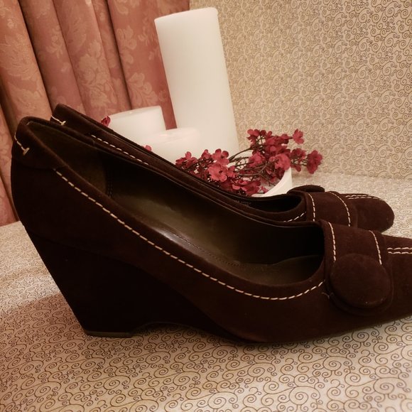 Franco Sarto  Retro  Style  Suede Leather Dress Shoes  Wedges 9 1/2M - Picture 6 of 12